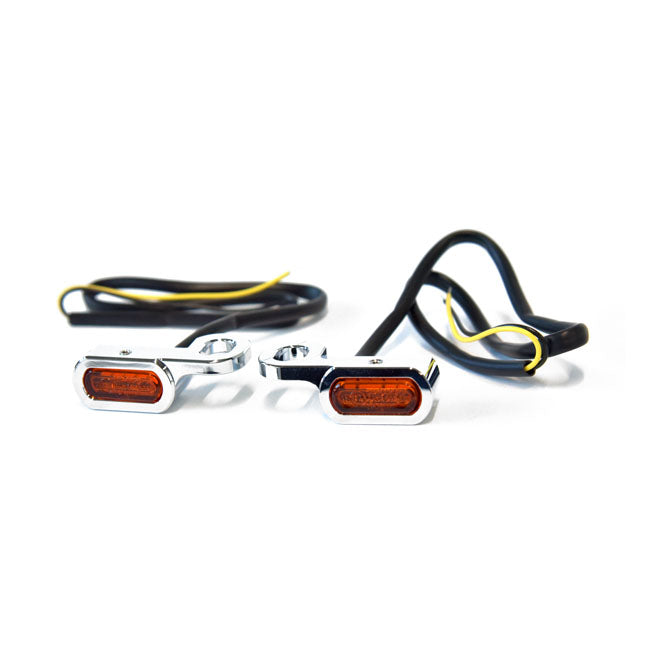 Fastline, below bar LED turn signal set. Chrome — Hydraulic clutch: 09-16 FLT/Touring; 16-17 FLSS; 09-17 V-Rod (NU)