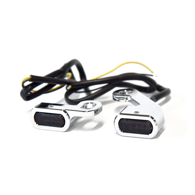 Fastline, below bar LED turn signal set. Chrome — Cable clutch: 09-16 FLT/Touring; 15-24 Softail (NU)
