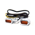 Fastline, below bar LED turn signal set. Chrome — 00-14 Softail; 99-17 Dyna; 96-03 XL Sportster (NU)