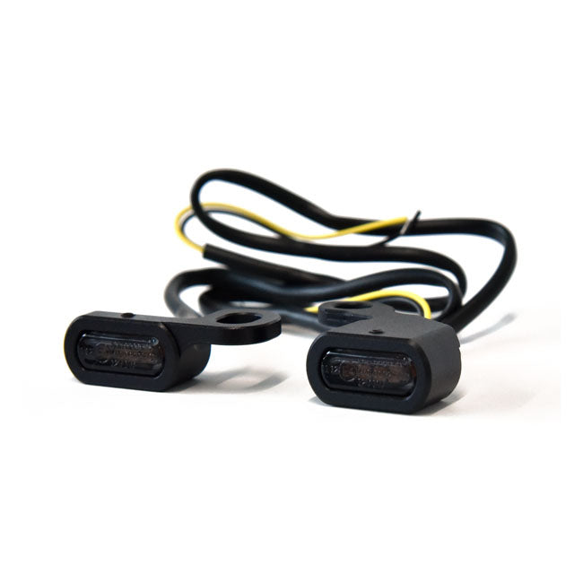 Fastline, below bar LED turn signal set. Black — 00-14 Softail; 99-17 Dyna; 96-03 XL Sportster (NU)