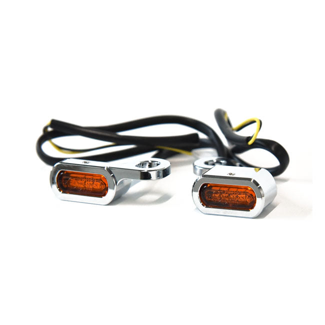 Fastline, below bar LED turn signal set. Chrome — 14-22 XL Sportster (NU)