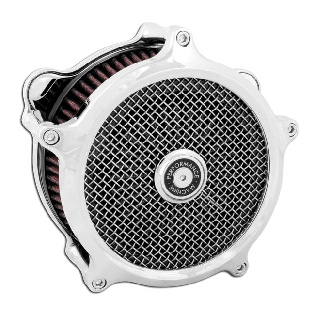 PM, ''Super gas interchange'' air cleaner kit. Chrome — 18-24 (NU) Softail; 17-25 FLT/Touring (excl. 24-25 FLHX; 2025 FLHXU; 24-25 FLTRX; 23-25 FLHXSE; 23-25 FLTRXSE; 24-25 FLTRXSTSE); 17-25 Trikes