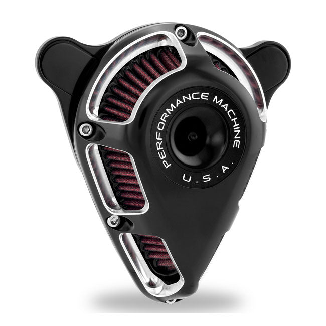 PM, ''Jet'' air cleaner kit. Black CC — 18-24 (NU) Softail; 17-25 FLT/Touring (excl. 24-25 FLHX; 2025 FLHXU; 24-25 FLTRX; 23-25 FLHXSE; 23-25 FLTRXSE; 24-25 FLTRXSTSE); 17-25 Trikes