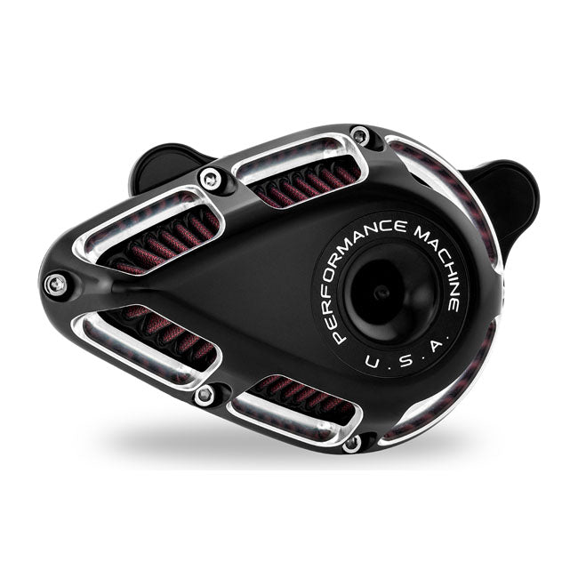 PM, ''Jet'' air cleaner kit. Black CC — 18-24 (NU) Softail; 17-25 FLT/Touring (excl. 24-25 FLHX; 2025 FLHXU; 24-25 FLTRX; 23-25 FLHXSE; 23-25 FLTRXSE; 24-25 FLTRXSTSE); 17-25 Trikes