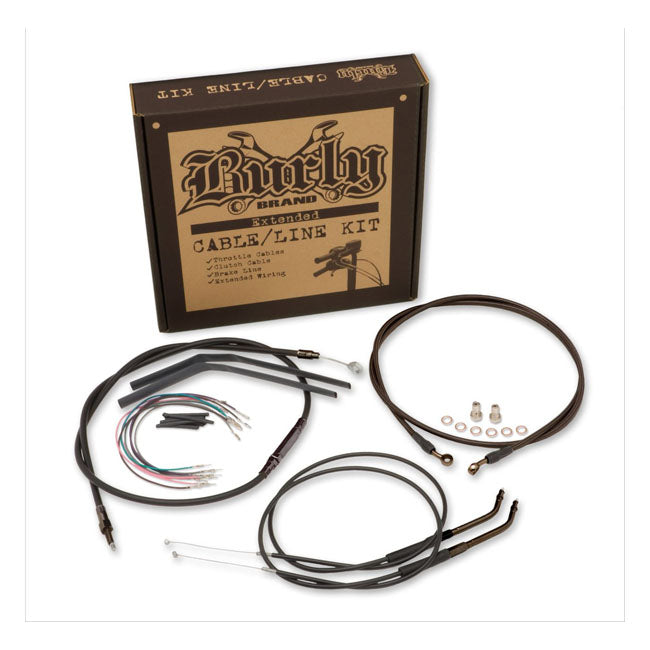 Burly, high bar cable & line extension kit — 16-17 Dyna FXDLS Lowrider S with ABS and electronic throttle (NU)