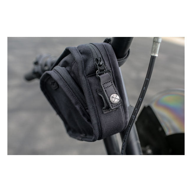Burly Voyager handlebar bag, black Cordura