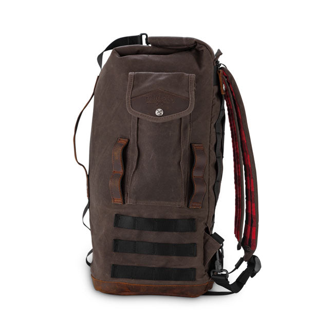 Burly Voyager sissy bar backpack dark oak