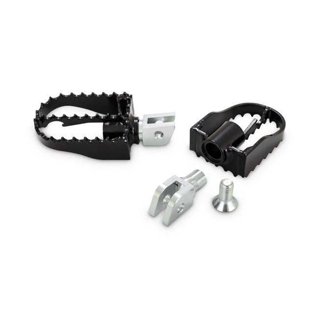 Burly, MX style rider foot pegs. Black