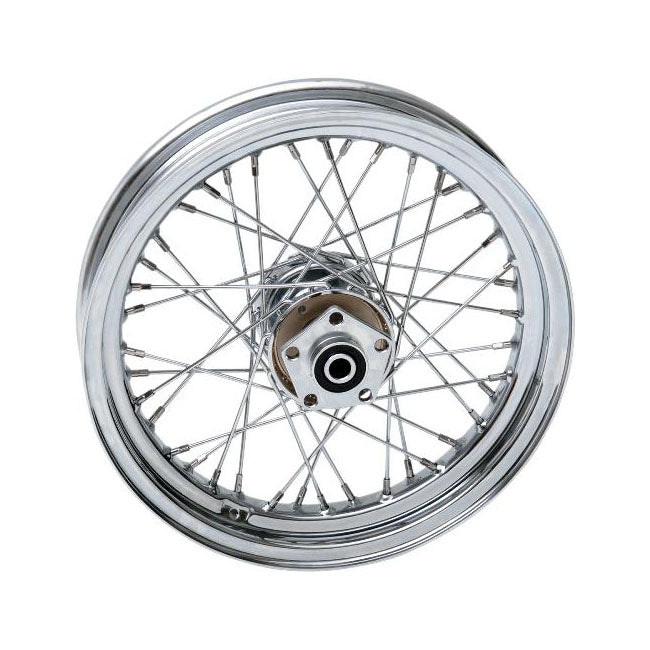 3.00 x 16 rear wheel 40 spokes chrome — 84-85 FXST; 82-86 FXWG; FXSB; FXE; 82-85 FXR; XL Sportster