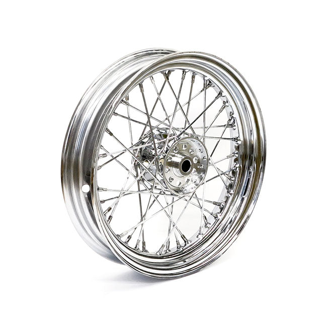 3.00 x 16 wheel 40 spokes chrome — 67-72 FL front and rear; 71-72 FX rear only
