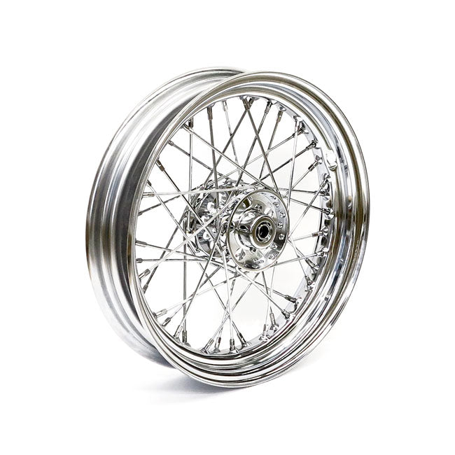 3.00 x 16 wheel 40 spokes chrome — 67-72 FL front and rear; 71-72 FX rear only