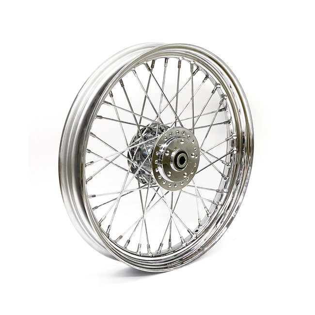 2.50 x 19 front wheel 40 spokes chrome — 91-98 FXD; 84-94 FXR; 84-85 FX; XL Sportster