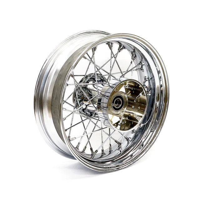 5.00 x 16 rear wheel 40 spokes chrome — 09-25 Touring (excl. CVO; 24-25 FLHX; FLTRX; 2025 FLHXU) (excl. TPMS models). Non-ABS models