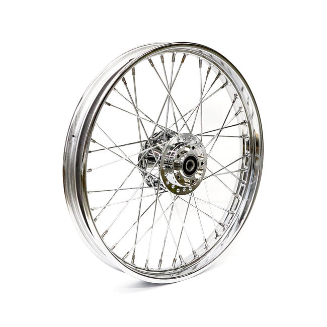 2.15 x 21 front wheel 40 spokes chrome — 00-03 FXD; 00-07 XL Sportster with single disc