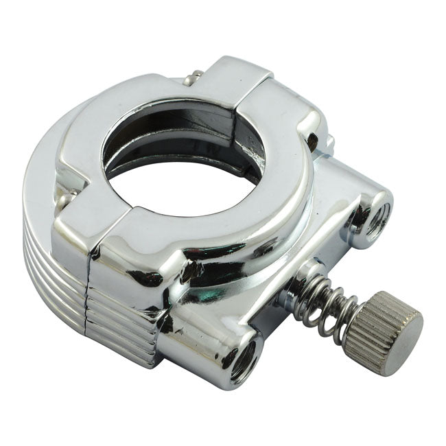 Throttle clamp set, dual cable. Chrome