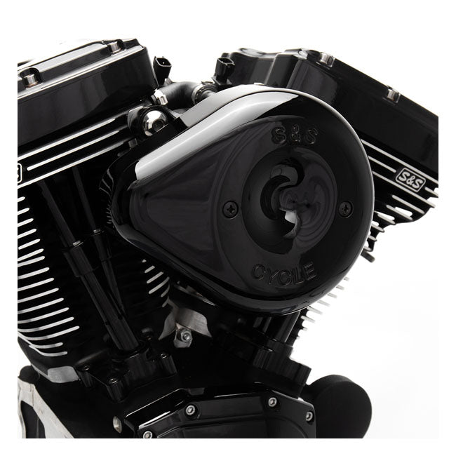 S&S Stealth, black teardrop air cleaner kit — 18-24 (NU) Softail; 17-25 FLT/Touring (excl. 24-25 FLHX; 2025 FLHXU; 24-25 FLTRX; 23-25 FLHXSE; 23-25 FLTRXSE; 24-25 FLTRXSTSE); 17-25 Trikes