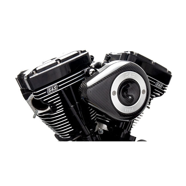 S&S Stealth, carbon teardrop air cleaner kit — 18-24 (NU) Softail; 17-25 FLT/Touring (excl. 24-25 FLHX; 2025 FLHXU; 24-25 FLTRX; 23-25 FLHXSE; 23-25 FLTRXSE; 24-25 FLTRXSTSE); 17-25 Trikes