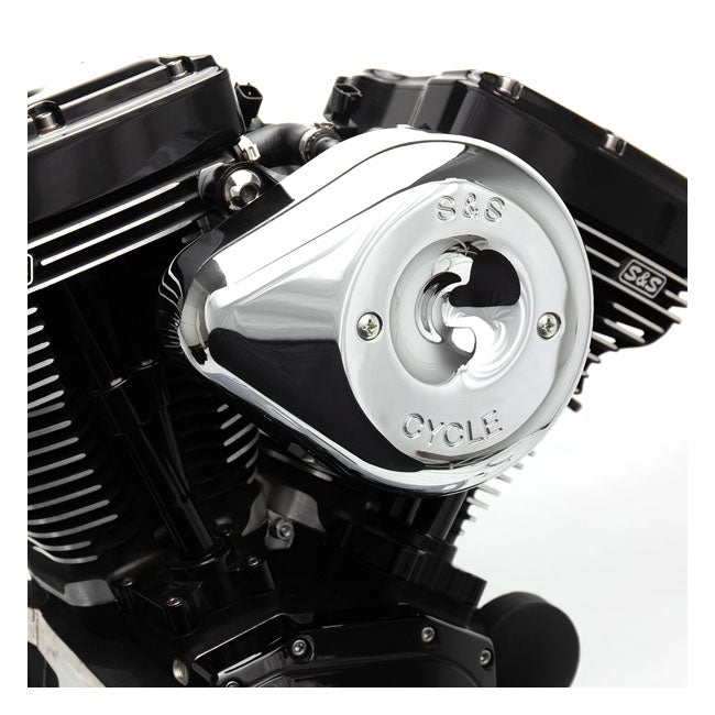 S&S Stealth, chrome teardrop air cleaner kit — 00-15 Softail; 99-17 Dyna (Excl. 2017 FXDLS); 99-07 FLT/Touring. Bikes with CV carburetor & Delphi Elec. Fuel Injection (EFI) (Excl. e-throttle)