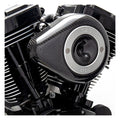 S&S Stealth, carbon teardrop air cleaner kit — 08-16 (NU) FLT/Touring; 16-17 (NU) Softail with e-throttle ( Excl. Tri-glide and CVO models)