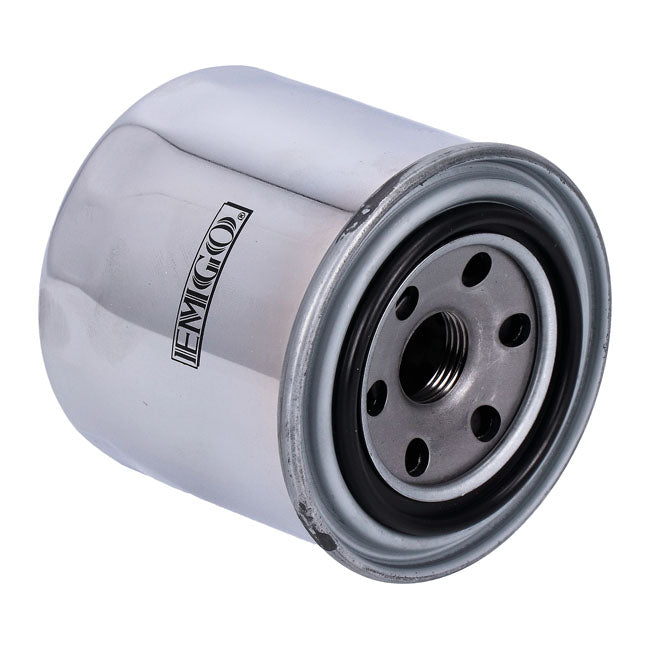 Emgo spin on oil filter chrome — Suzuki: 85-86 GV 700 Madura; 85-87 GSX-R 750; 85-86 GV 1200 Madura; 1986 GV 1400 Cavalacade