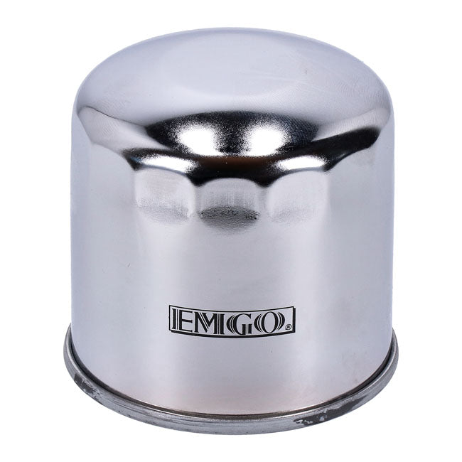 Emgo spin on oil filter chrome — Suzuki: 85-86 GV 700 Madura; 85-87 GSX-R 750; 85-86 GV 1200 Madura; 1986 GV 1400 Cavalacade