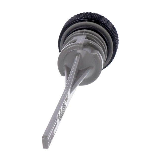 Oil tank fill plug / dipstick assembly motor oil. Black