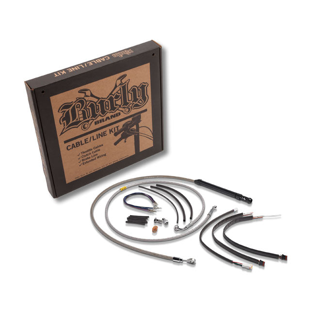 Burly, high bar cable & line extension kit 16" — Softail: 18-20 FLDE; 18-20 FLFB; 18-21 FLFBS; 18-21 FLHC; 18-21 FLHCS; 18-21 FLSL. (ABS models)