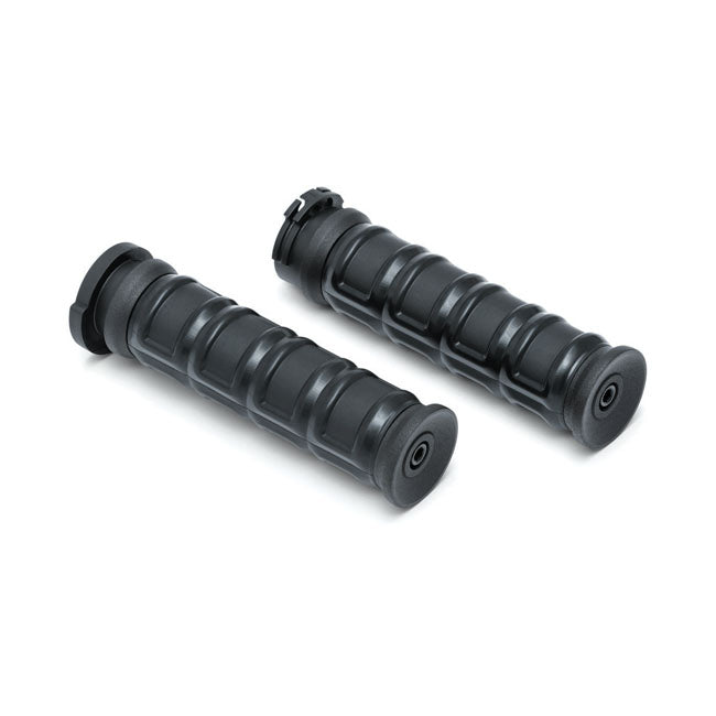 Kuryakyn, Dillinger grips. Satin black — 96-22 H-D with dual throttle cables (Excl. Street) (NU)