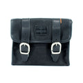 Longride, ''Mini'' waxed cotton saddlebag. Black