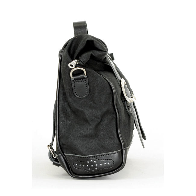 Longride, ''Old Chopper'' waxed cotton saddlebag. Black — Universal
