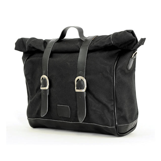 Longride, ''Old Chopper'' waxed cotton saddlebag. Black — Royal Enfield: Interceptor 650; Royal Enfield Continental GT 650 Moto Guzzi: V7 850 Stone from 2021-up; V7 850 Special from 2021-up