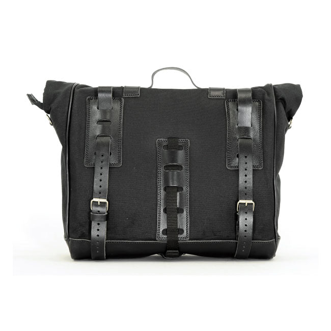 Longride, ''Old Chopper'' waxed cotton saddlebag. Black — Royal Enfield: Interceptor 650; Royal Enfield Continental GT 650 Moto Guzzi: V7 850 Stone from 2021-up; V7 850 Special from 2021-up