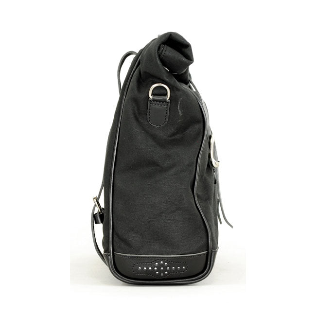 Longride, ''Old Chopper'' waxed cotton saddlebag. Black — Royal Enfield: Interceptor 650; Royal Enfield Continental GT 650 Moto Guzzi: V7 850 Stone from 2021-up; V7 850 Special from 2021-up