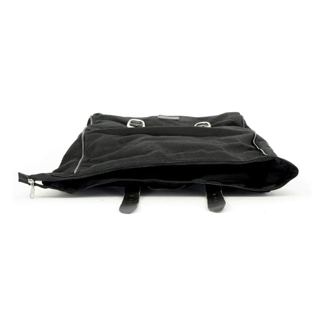 Longride, ''Old Chopper'' waxed cotton saddlebag. Black — Royal Enfield: Interceptor 650; Royal Enfield Continental GT 650 Moto Guzzi: V7 850 Stone from 2021-up; V7 850 Special from 2021-up