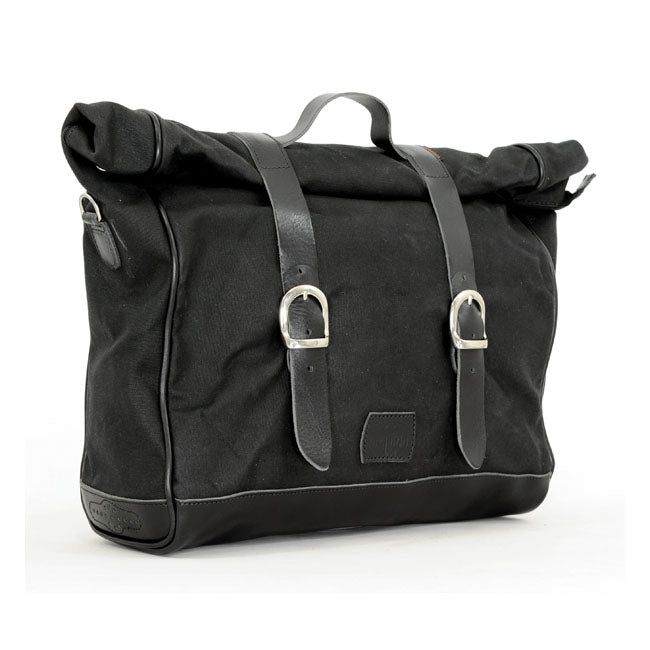 Longride, ''Old Chopper'' waxed cotton saddlebag. Black — Royal Enfield: Interceptor 650; Royal Enfield Continental GT 650 Moto Guzzi: V7 850 Stone from 2021-up; V7 850 Special from 2021-up