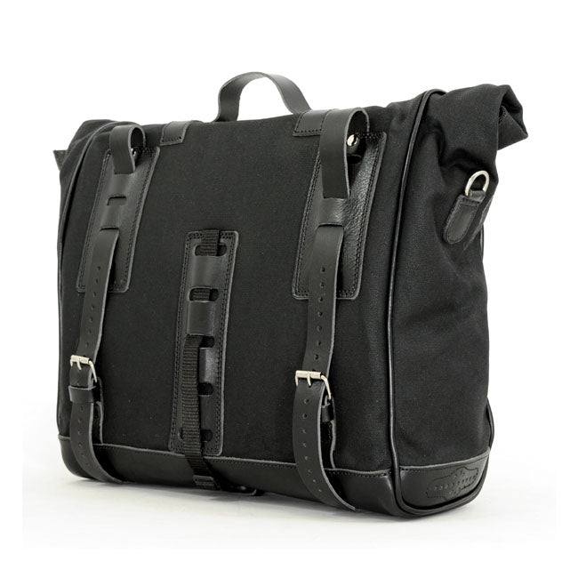 Longride, ''Old Chopper'' waxed cotton saddlebag. Black — Royal Enfield: Interceptor 650; Royal Enfield Continental GT 650 Moto Guzzi: V7 850 Stone from 2021-up; V7 850 Special from 2021-up