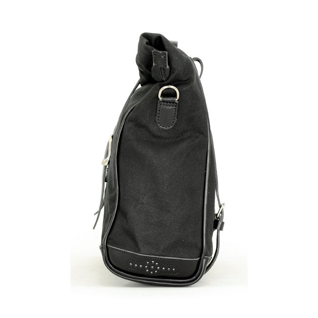 Longride, ''Old Chopper'' waxed cotton saddlebag. Black — Royal Enfield: Interceptor 650; Royal Enfield Continental GT 650 Moto Guzzi: V7 850 Stone from 2021-up; V7 850 Special from 2021-up