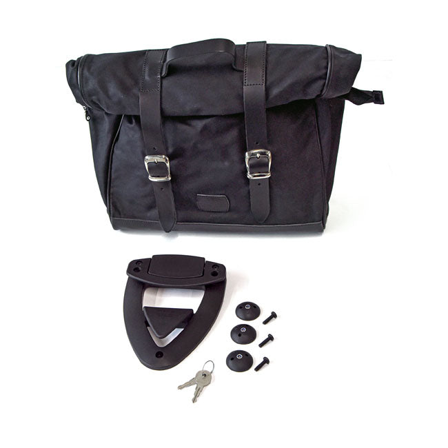 Longride, click-on Old Chopper saddlebag waxed cotton. Black — Universal