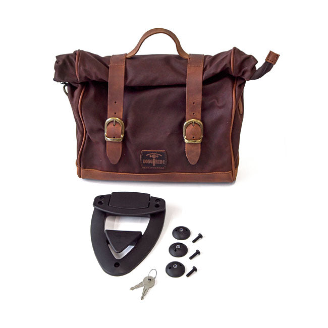 Longride, click-on Old Chopper saddlebag waxed cotton. Brown — Universal