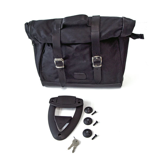 Longride, click-on Old Chopper saddlebag waxed cotton. Black — Universal
