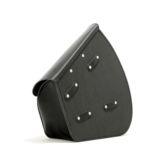Longride, swingarm bag. Smooth, black leather. 7 liter