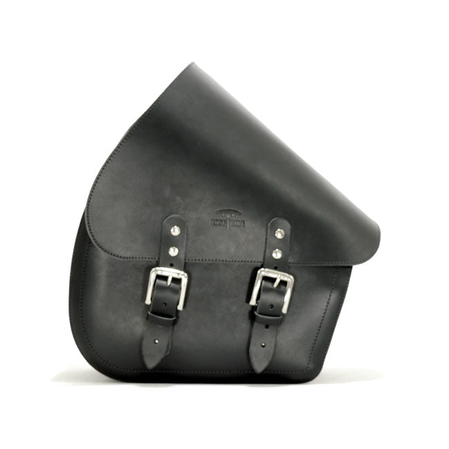 Longride, swingarm bag. Smooth, black leather. 7 liter