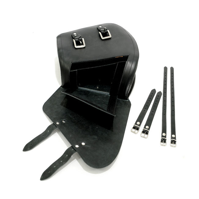 Longride, swingarm bag. Smooth, black leather. 7 liter