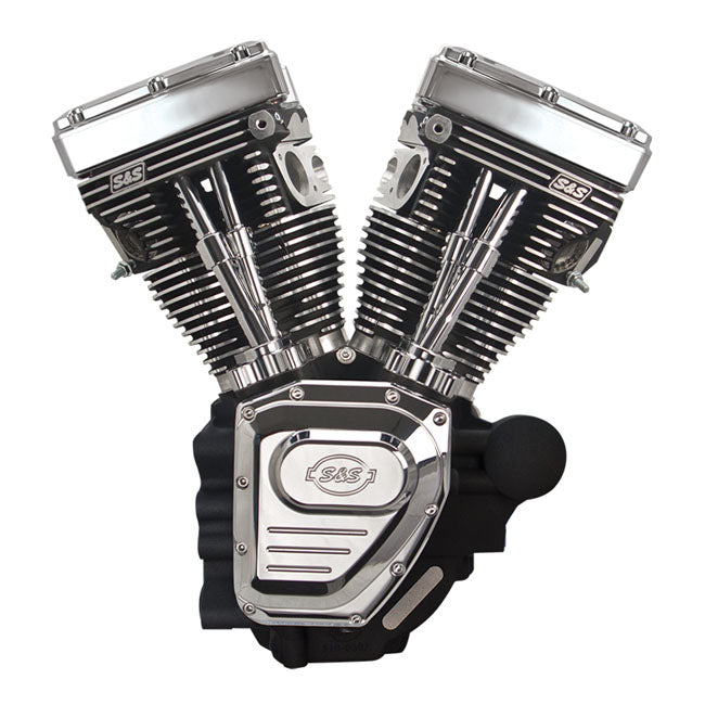 S&S, 4-1/8" bore 124" long block TC engine. Black/chrome — 07-16 FLT/Touring (NU)