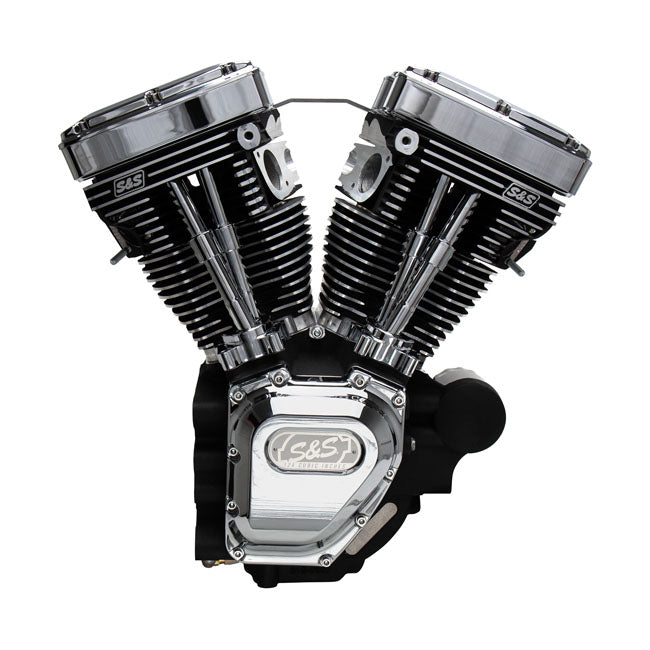 S&S, 4-1/8" bore 124" long block TC engine. Black/chrome — 07-16 FLT/Touring (NU)
