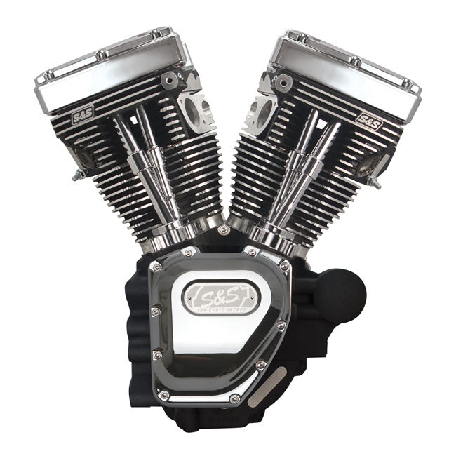 S&S, 4-1/8" bore 124" long block TC engine. Black/chrome — 06-17 Dyna (NU)