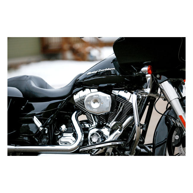S&S, Stealth Tribute air cleaner kit. Chrome — 16-17 Softail; 16-17 FXDLS; 08-16 FLT/Touring; Trike (NU). (e-throttle)