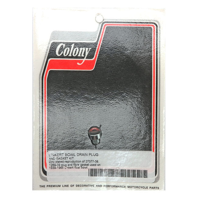 Colony, Linkert float bowl drain plug and gasket kit