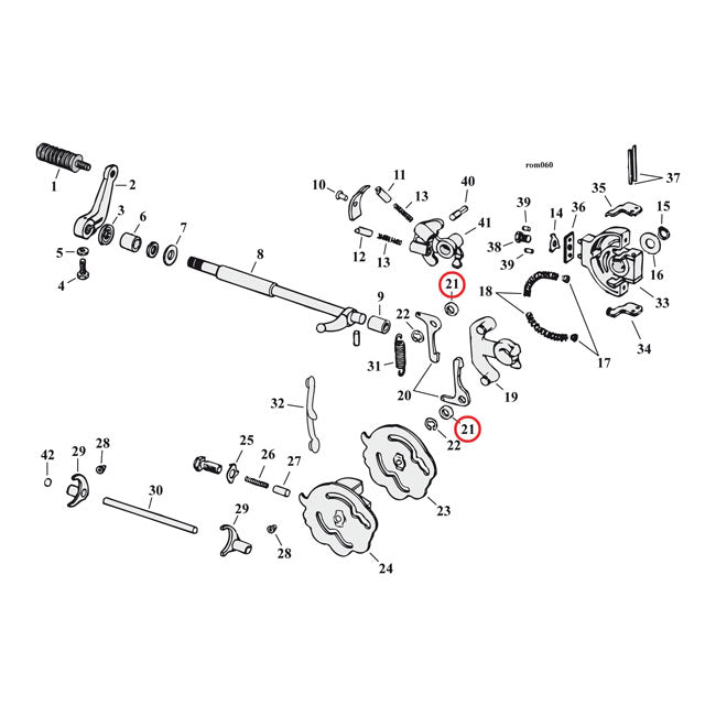 Spacer, shifter pawl — L79-86 4-speed Big Twin; 72-90 XL Sportster (NU)