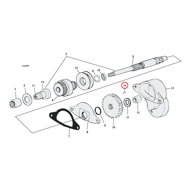 Roll pin — 71-85 FX; 65-84 FL (NU) : Inner to outer primary housing.  65-88 all E-start Big Twin (NU) : Starter shaft housing.